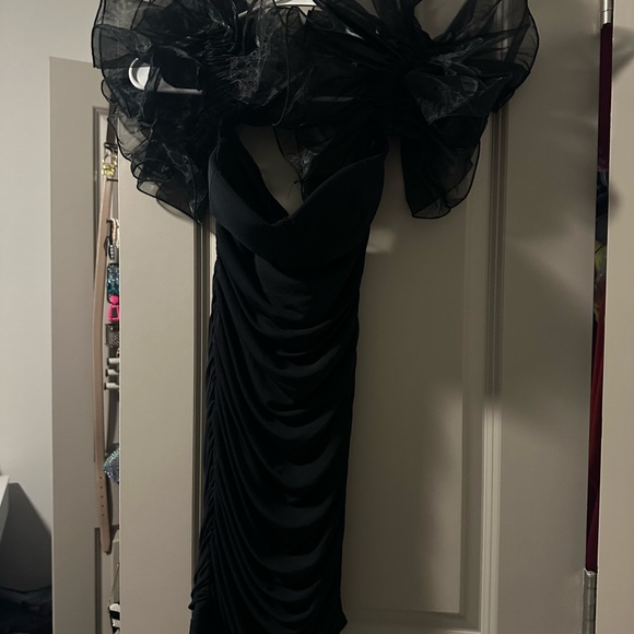 Black Mini Off the Shoulder Dress - Picture 4 of 6
